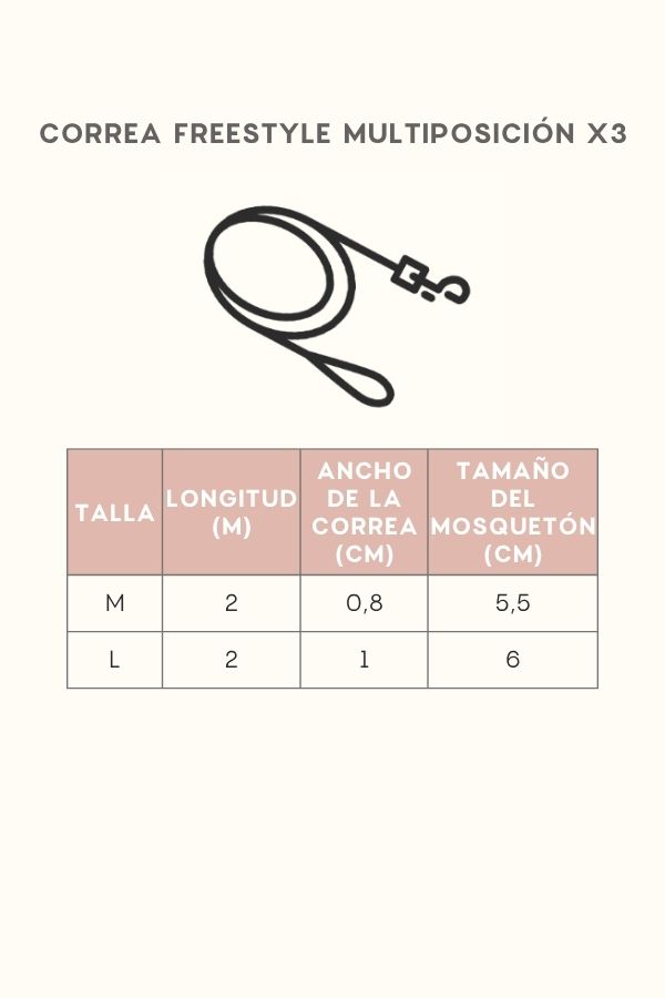 Guía de tallas correa multiposición freestyle x3